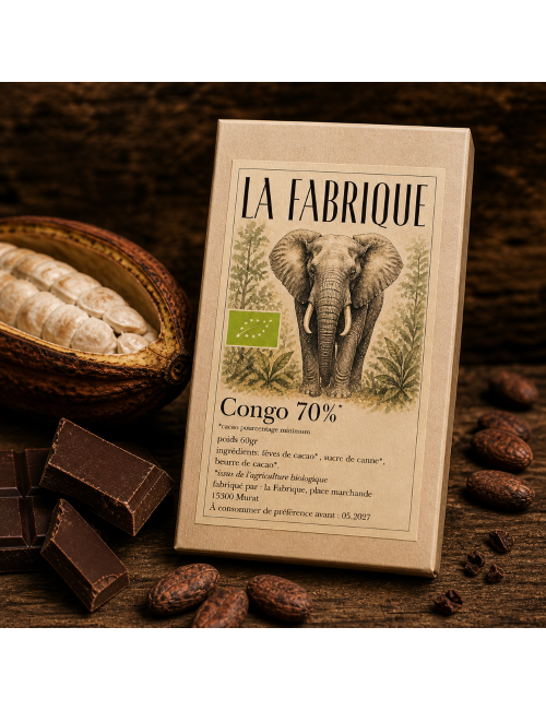 Tablette de Chocolat Noir Bio 70 % – Origine Congo